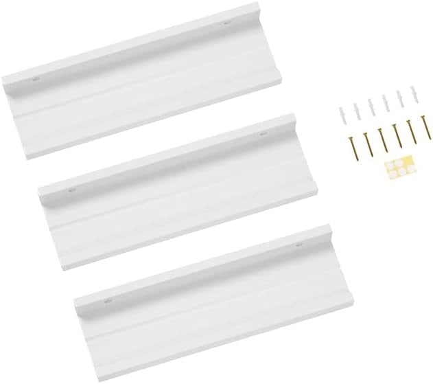 Set di 3 Mensole da Muro, Mensole Bianche in Legno, Ripiani per Cucina Salvaspazio, Mensole per Cameretta, Bagno, Soggiorno, 60x12x5 cm