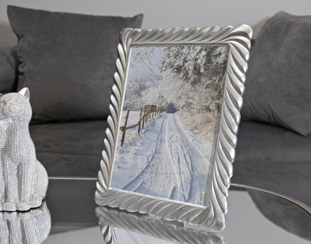 Cornice Carvy 26,3x1,6x31,2 cm in Resina e Vetro Argento