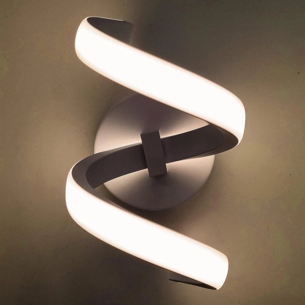 Applique LED da Parete 12W 960 Lumen, Selezione Colore Luce Calda/Naturale/Fredda, Design Curvo Bianco Moderno per Interni, 337x180x150mm, IP20