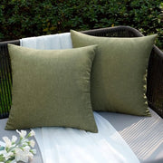 Set di 2 cuscini copri cuscino acqua resistente - 45 x 45 cm - Polyester - Esterno/ Interno - Duraturo - Coperture in imitazione di tessuto di lino - Cuscini copri cuscino