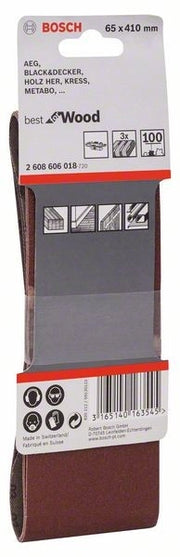 2608606018 - Set di nastri abrasivi da 3 pz. X440 65 x 410 mm, P100, BEST for LEGNO+VERNICE