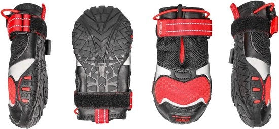 Scarpe per Cani da Esterno Tutti i Mescolati - Impermeabili - Punti di Appoggio Antiscivolo - Taglia Grande - Rosso/ Nero