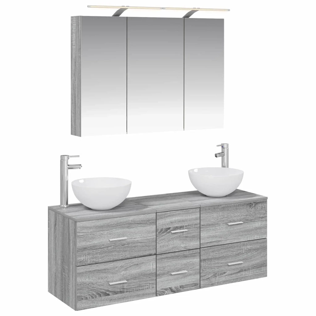 Set di mobili per il bagno 4 pcs Sonoma grigio 3406740