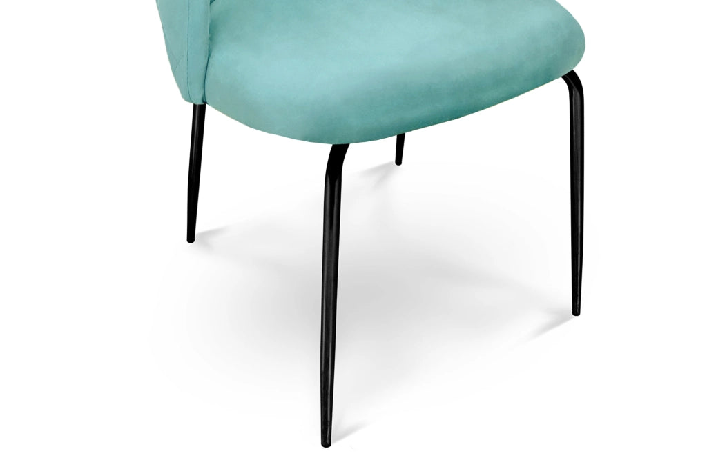 Set di 2 sedie da pranzo imbottite in velluto verde tiffany piede nero – Nicole - SD20NIPN