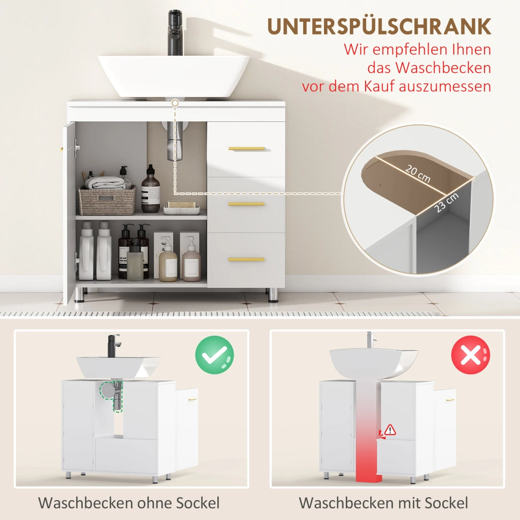 Mobiletto Bagno Sottolavabo ¨C zephmum ¨C Bianco 60x30x30