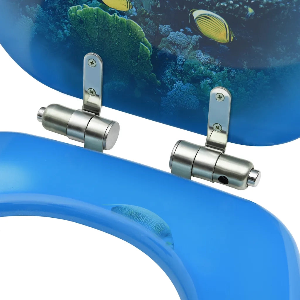 Copriwater 2 pz con Chiusura Ammortizzata in MDF Fondo Mare 3056414