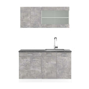 Vicco Cucina monoblocco Cemento/Bianco 140 cm , PL Antracite