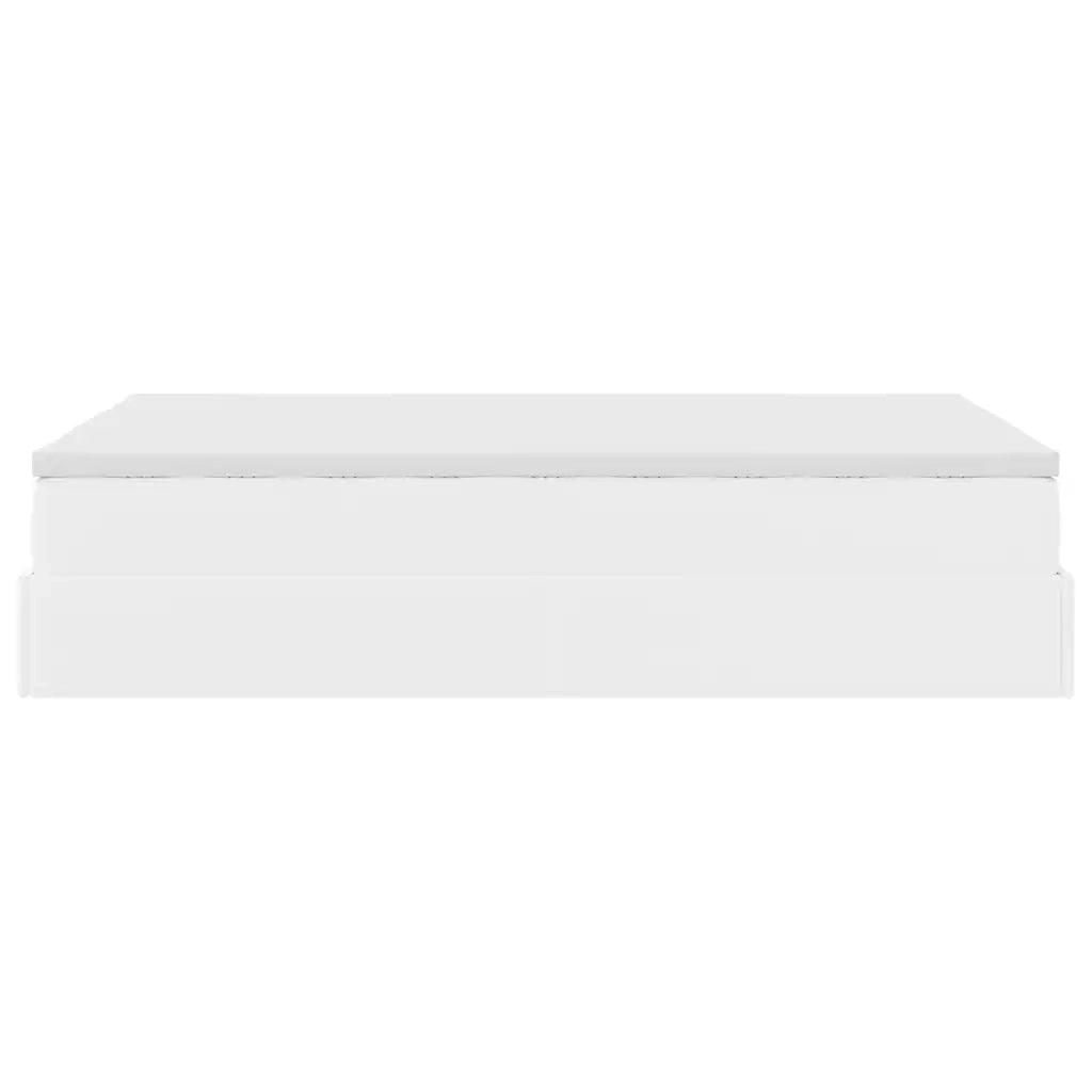 Struttura Letto Pouf con Materasso Bianco 120x200 cm Similpelle 3311032