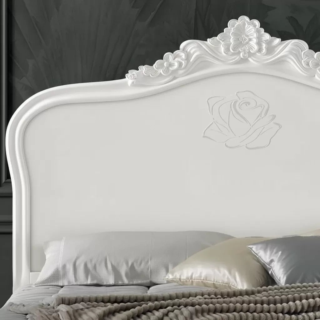 Letto matrimoniale barocco con contenitore decoro rosa 182x212x156 (2134) - Mobili 2G