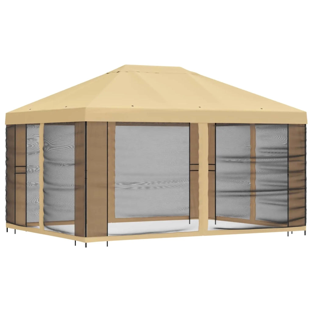 Gazebo | Pergolato da giardino con pareti laterali 4 ¡Á 3 m Crema