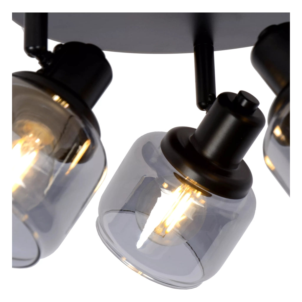 Plafoniera rotonda BJORN 3 luci vetro nera Lucide