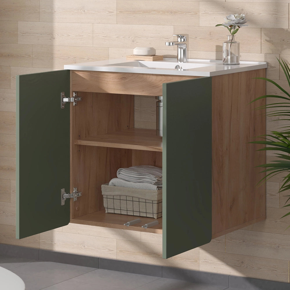 Vicco Set di mobili da bagno Goldkraft rovere/verde