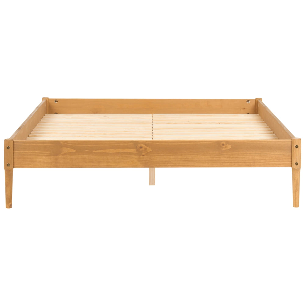 Letto matrimoniale in legno con rete a doghe in pino, senza testiera 160 x 200 cm marrone chiaro stile scandinavo naturale