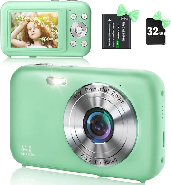 Fotocamera digitale per adulti - Sensore di alta risoluzione - Schermo LCD rotativo - Batteria ricaricabile - Disegno compatto e portatile - Accessorio fotografico con lunga durata della batteria