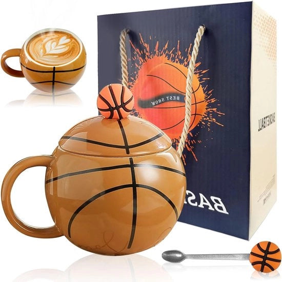 Basketbal Balsamo con Coperchio e Cucchiaio da 400 ml - Regalo di Basket per Ragazzi e Ragazze