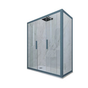 Box doccia 2 ante scorrevoli 75x160 CM H 200 Vetro Trasparente Profilo Blu Navy mod. Glam Duo