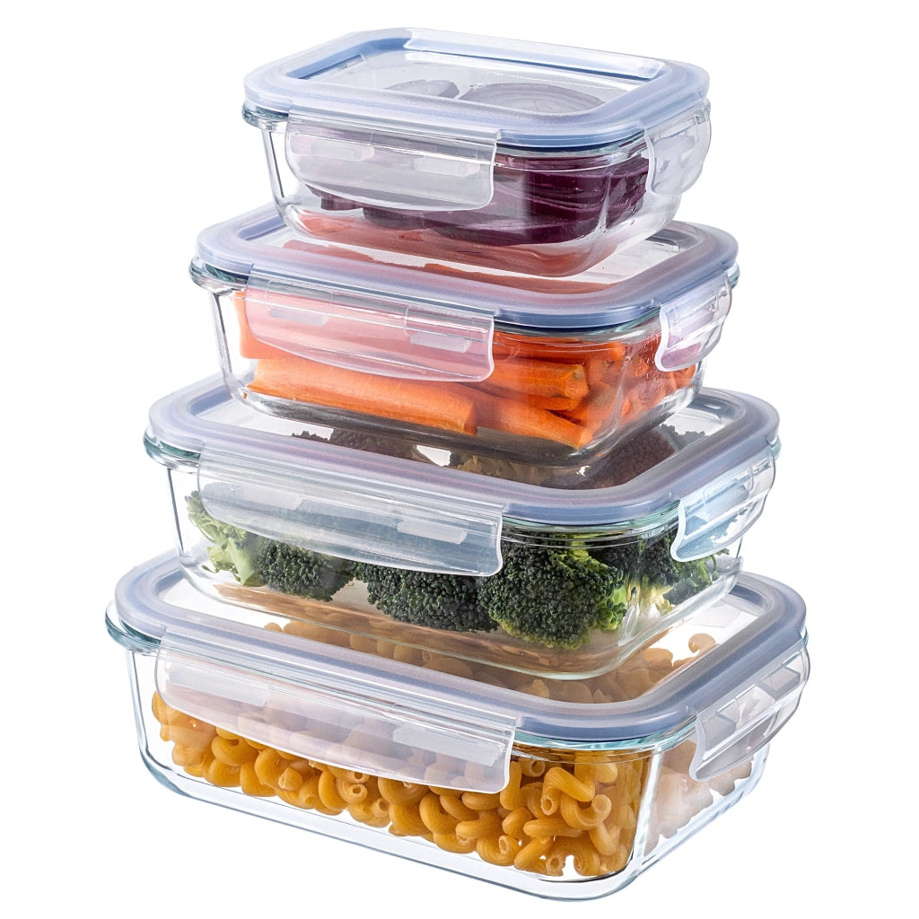 Set di contenitori per alimenti in vetro KADAX, contenitori in vetro con coperchio, portapranzo, 4 pezzi