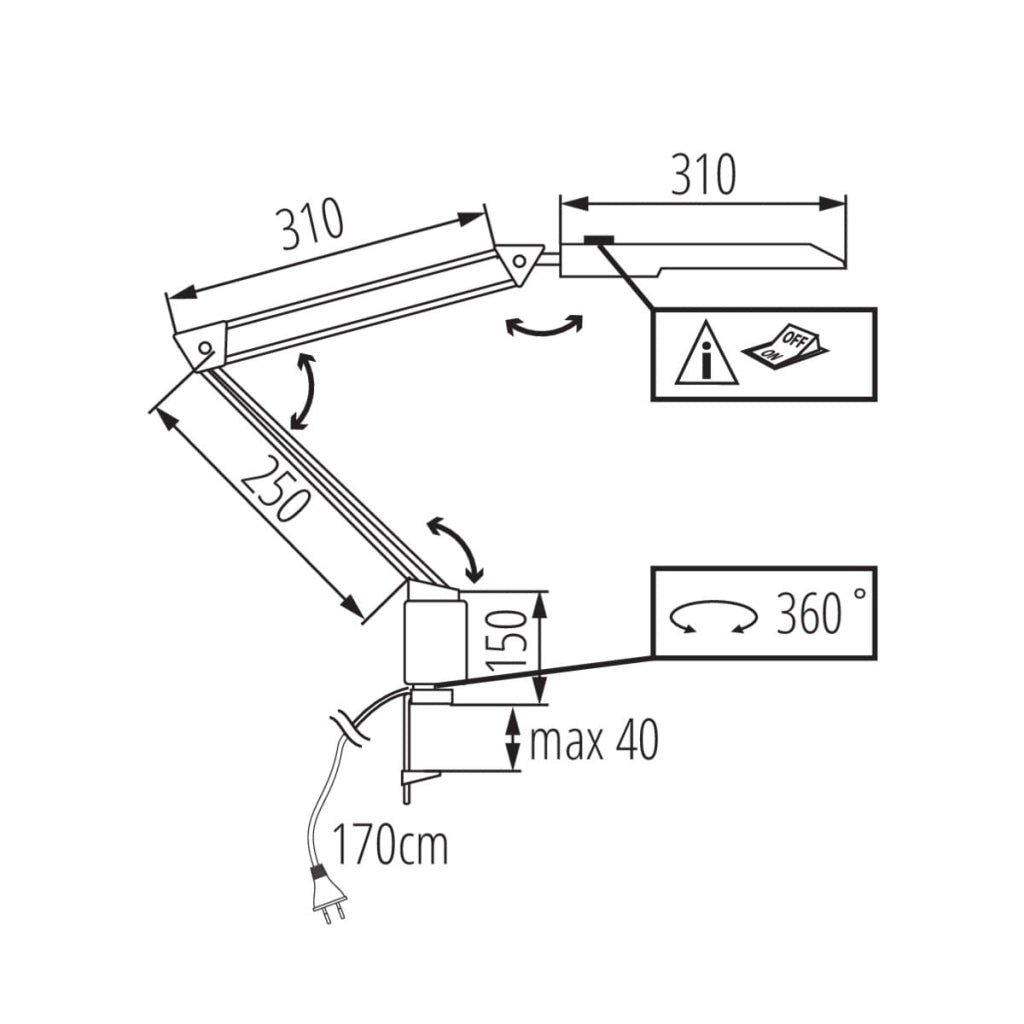 Lampada da scrivania LED nera Heron II Kanlux 27602