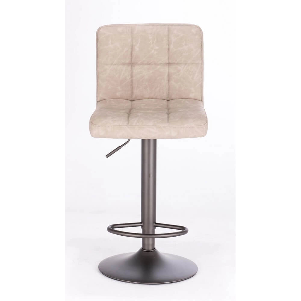 Set di 2 Sgabelli da Bar Regolabili in Similpelle Vintage Trapuntata - BLACKCOFFEE