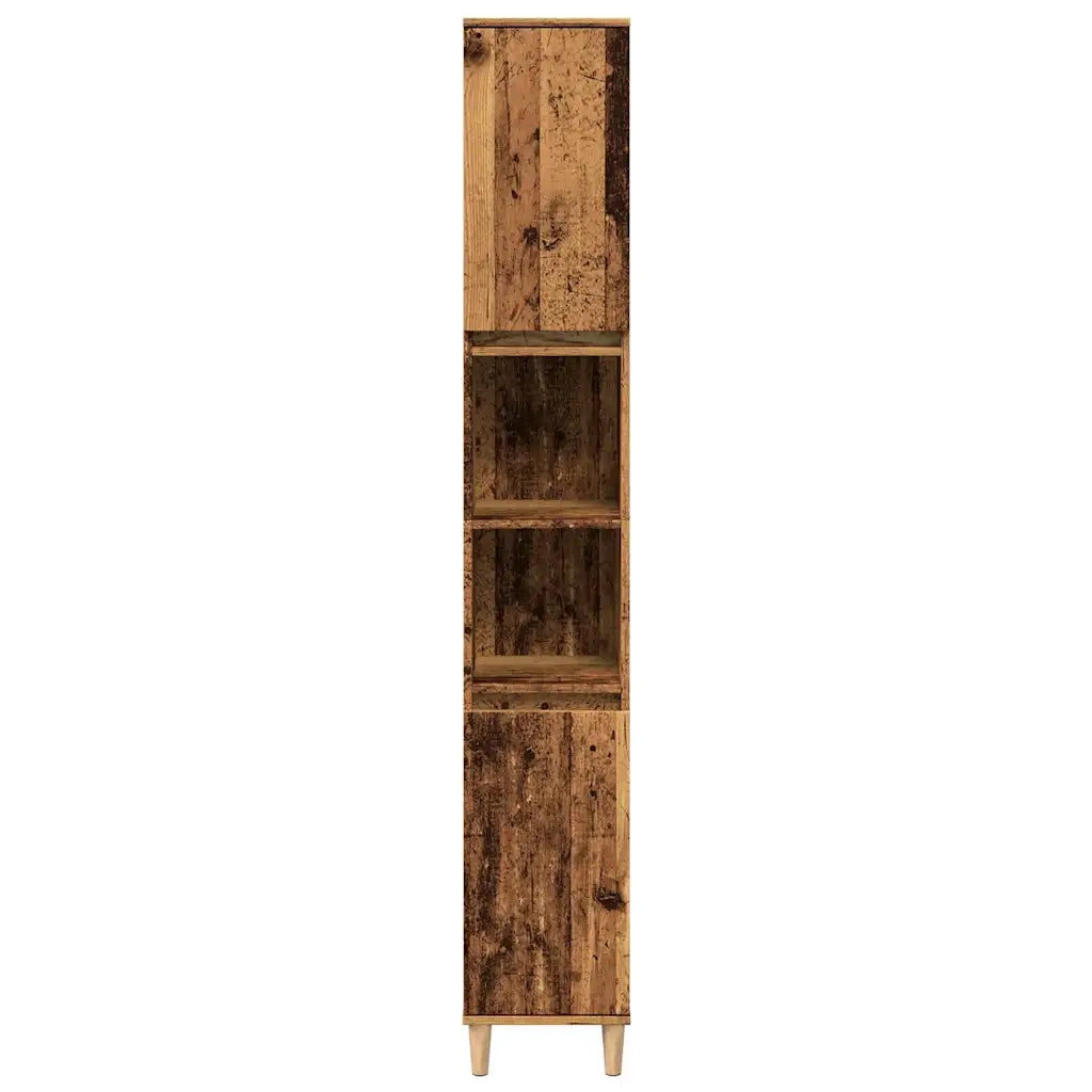 Armadietto Bagno Legno Antico 30x30x190 cm in Legno Multistrato 857102