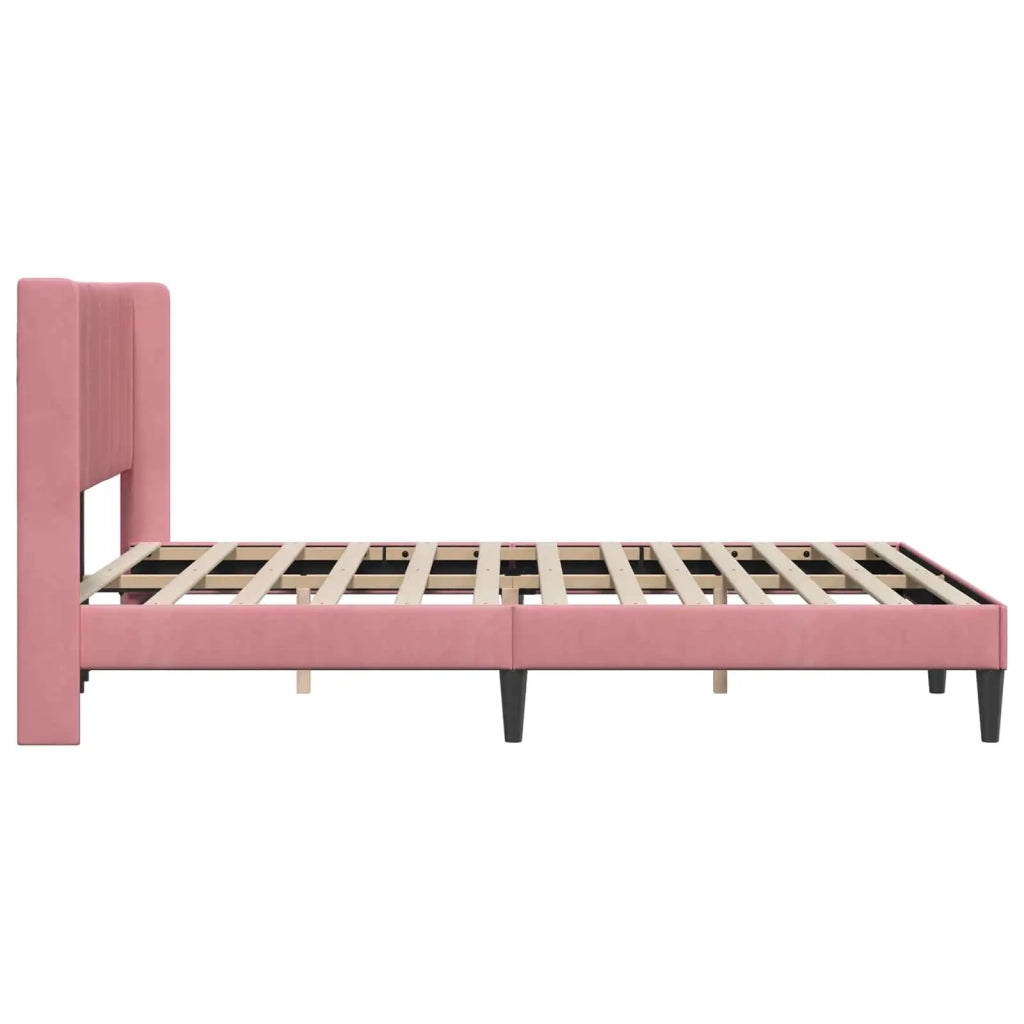 Struttura del letto con testiera Rosa 120 x 200 cm Velluto