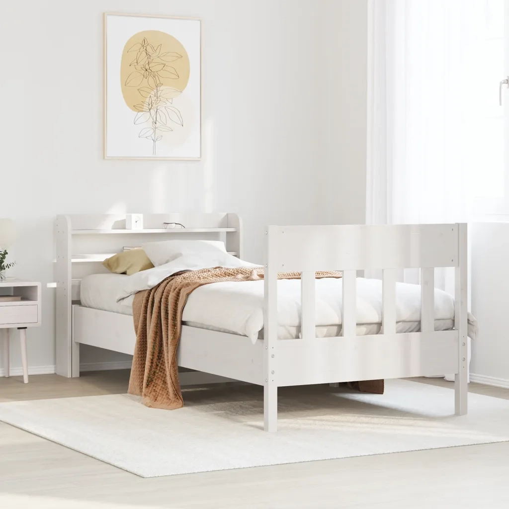Letto singolo | Letto per adulti | Letto senza Materasso Bianco 90x200 cm Legno Massello di Pino