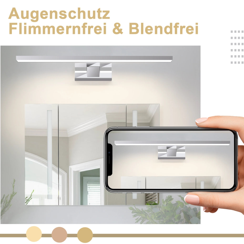 ZMH Lampada da Specchio per Bagno LED 12W a Parete Luce Neutra 4000K 60cm Moderna Cromata per Specchio Armadio