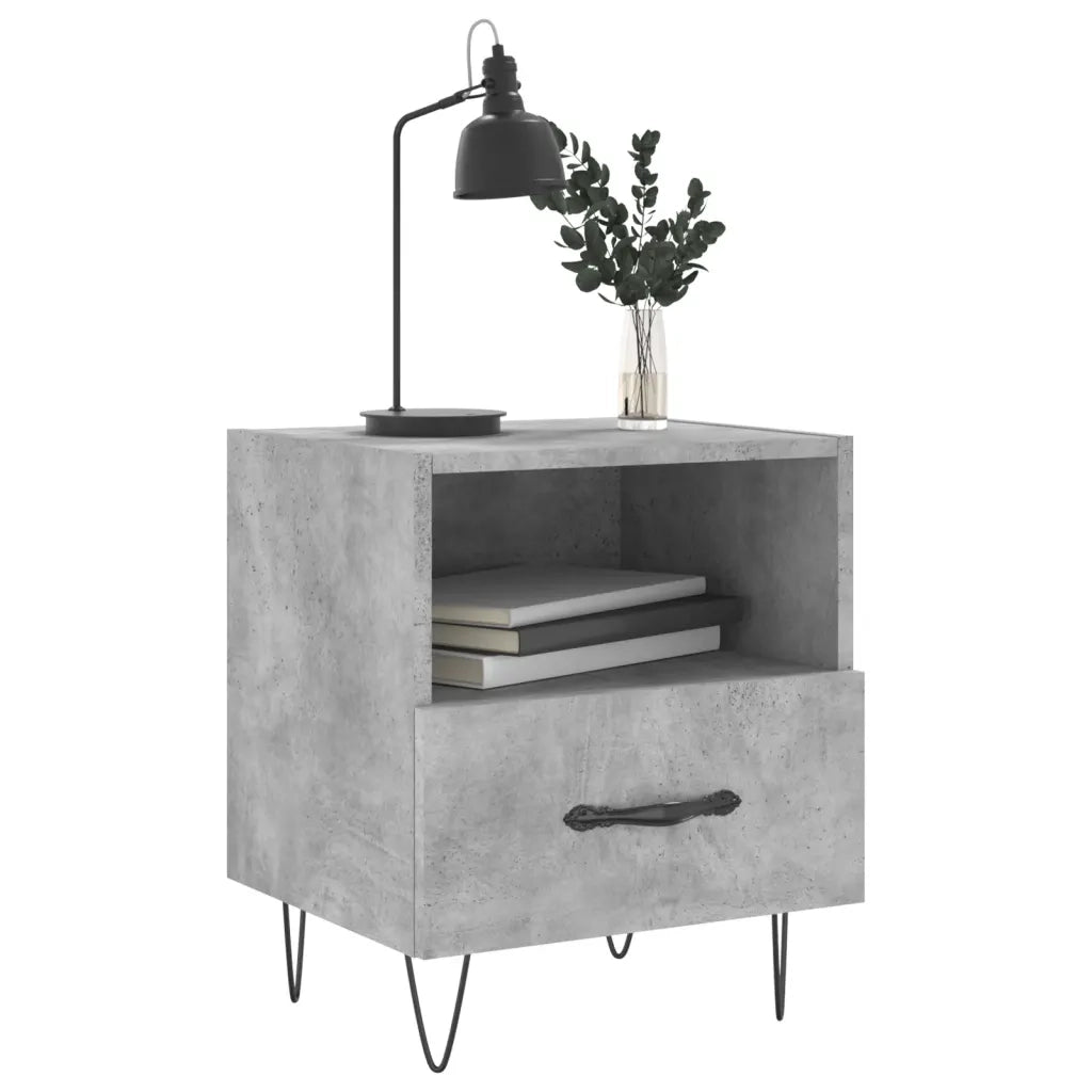 Comodini 2 pz Grigio Cemento 40x35x47,5 cm in Legno Multistrato 827429