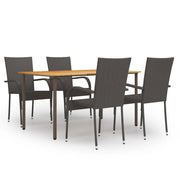 Set Mobili da Pranzo Giardino 5 pz in Polyrattan Marrone cod mxl 41786