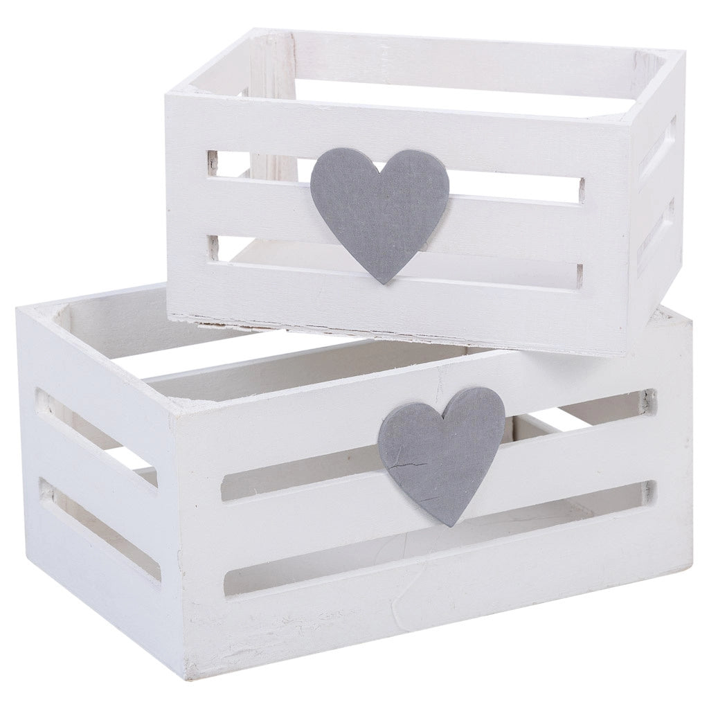 Cassettiera in legno set 2 pezzi bianco 20x13x09, 16x11x08cm