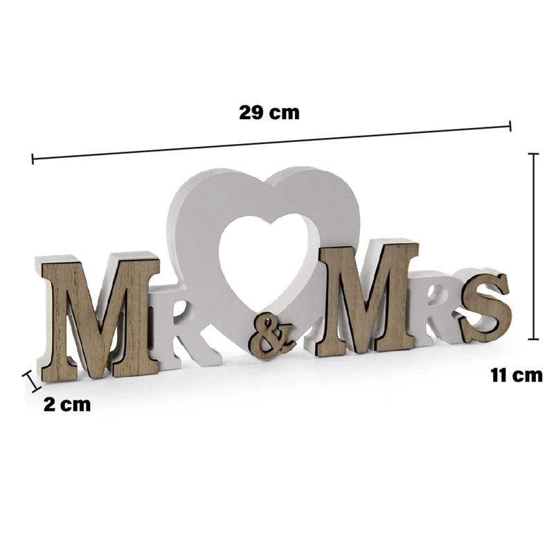 DECORAZIONE MR&MRS IN LEGNO DA PARETE O DA TAVOLO 29X2X11H CM