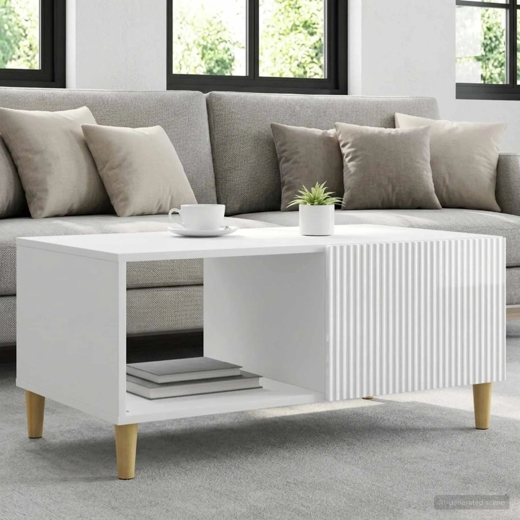 Tavolino da salotto Bianco Lucido 90 x 50 x 40 cm 894729