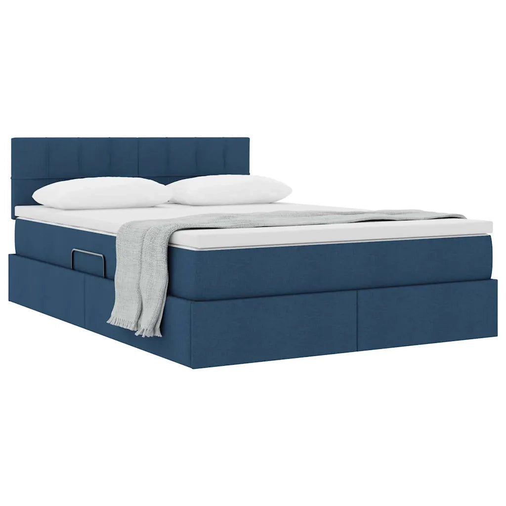Letto con contenitore e materasso con testiera Blu 140 x 190 cm 3370511