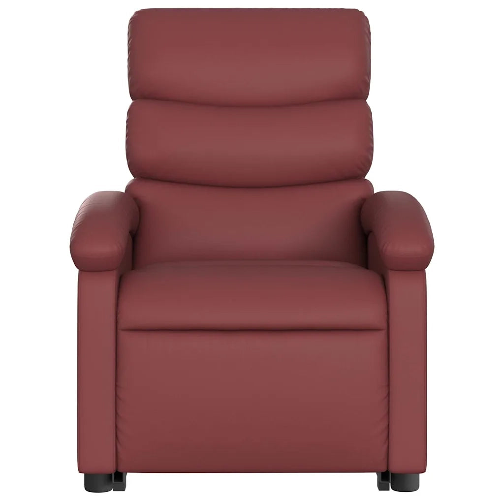 Poltrona Alzapersone Massaggi Reclinabile Rosso Vino Similpelle 3204051