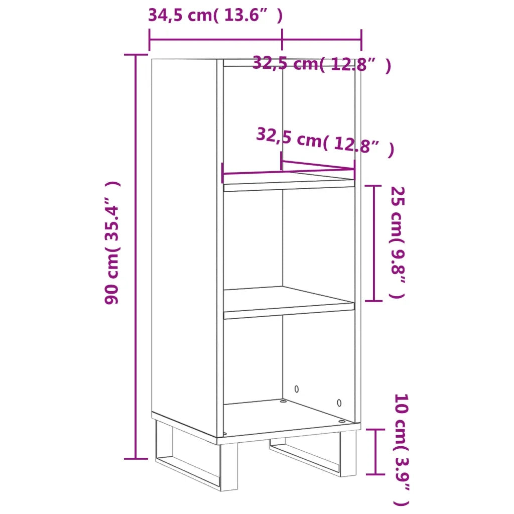 Credenza-Buffet-Armadio da cucina Grigio Cemento 34,5x32,5x90 cm in Legno Multistrato 522305