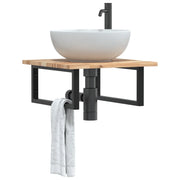 Ripiano a Parete per Lavabo-Mensole a Muro in Acciaio e Massello di Acacia 305238