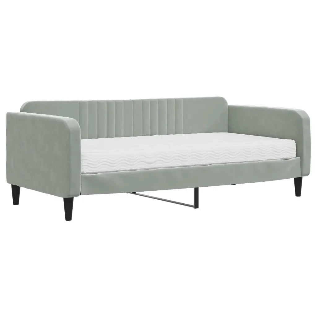 Divano Letto con Materasso Grigio Chiaro 90x190 cm in Velluto 3197052