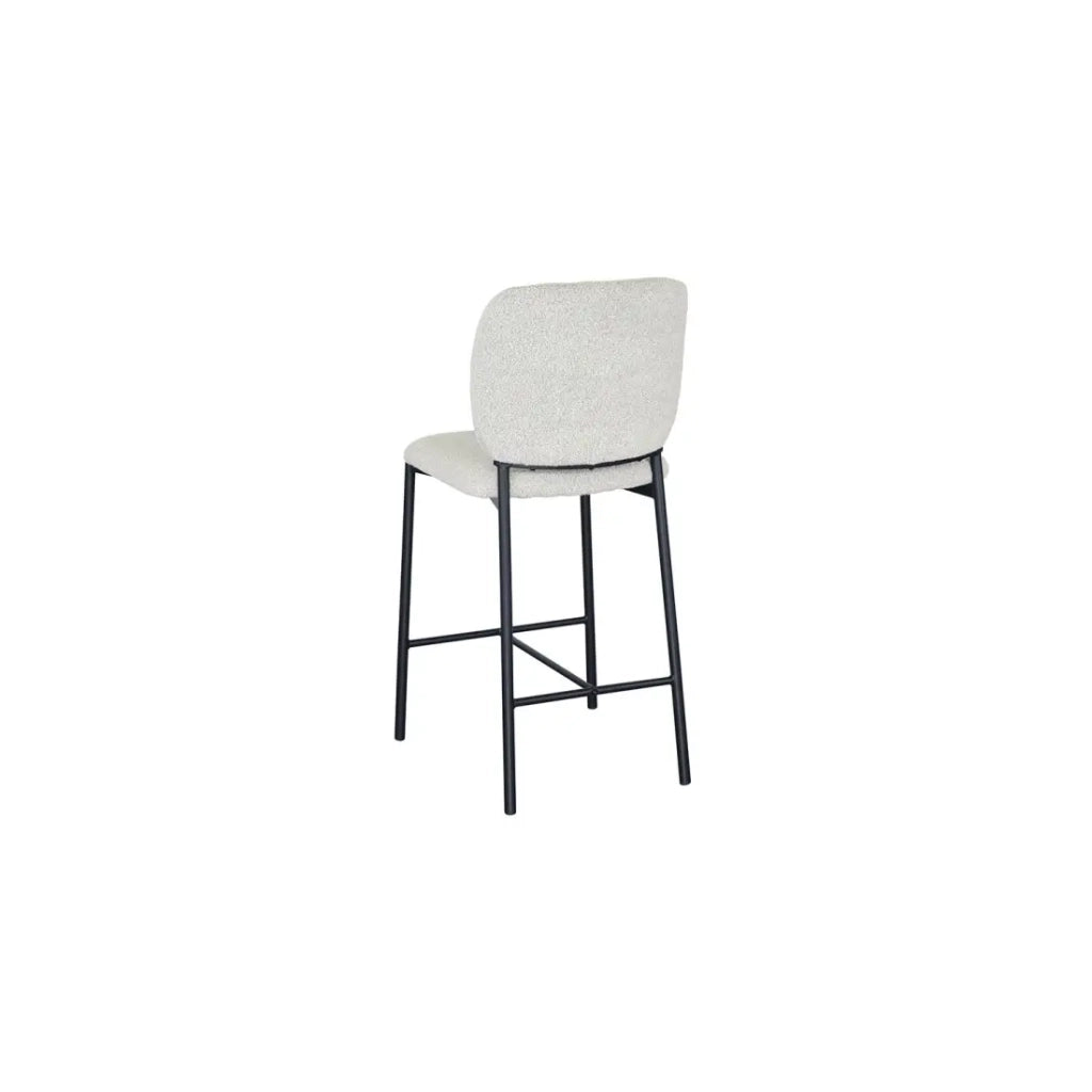 Sedia da banco RITA – Tessuto beige – Gambe in metallo nero – Altezza 99 cm – Stile design/industriale
