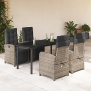 Set da Pranzo da Giardino 5 pz con Cuscini in Polyrattan Grigio 3212566