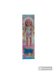 Bambola,Nancy Love Nature Flower Power,bambola capelli rosa vestito azzurro 42 cm,Famosa,Eta 3+