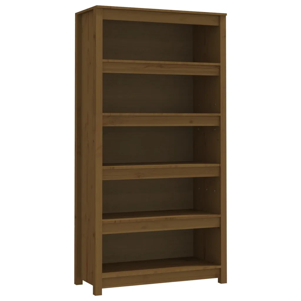 Libreria-Scaffale per Libri-Mobile di Stoccaggio Marrone ambra 80x35x154 cm in Legno Massello di Pino