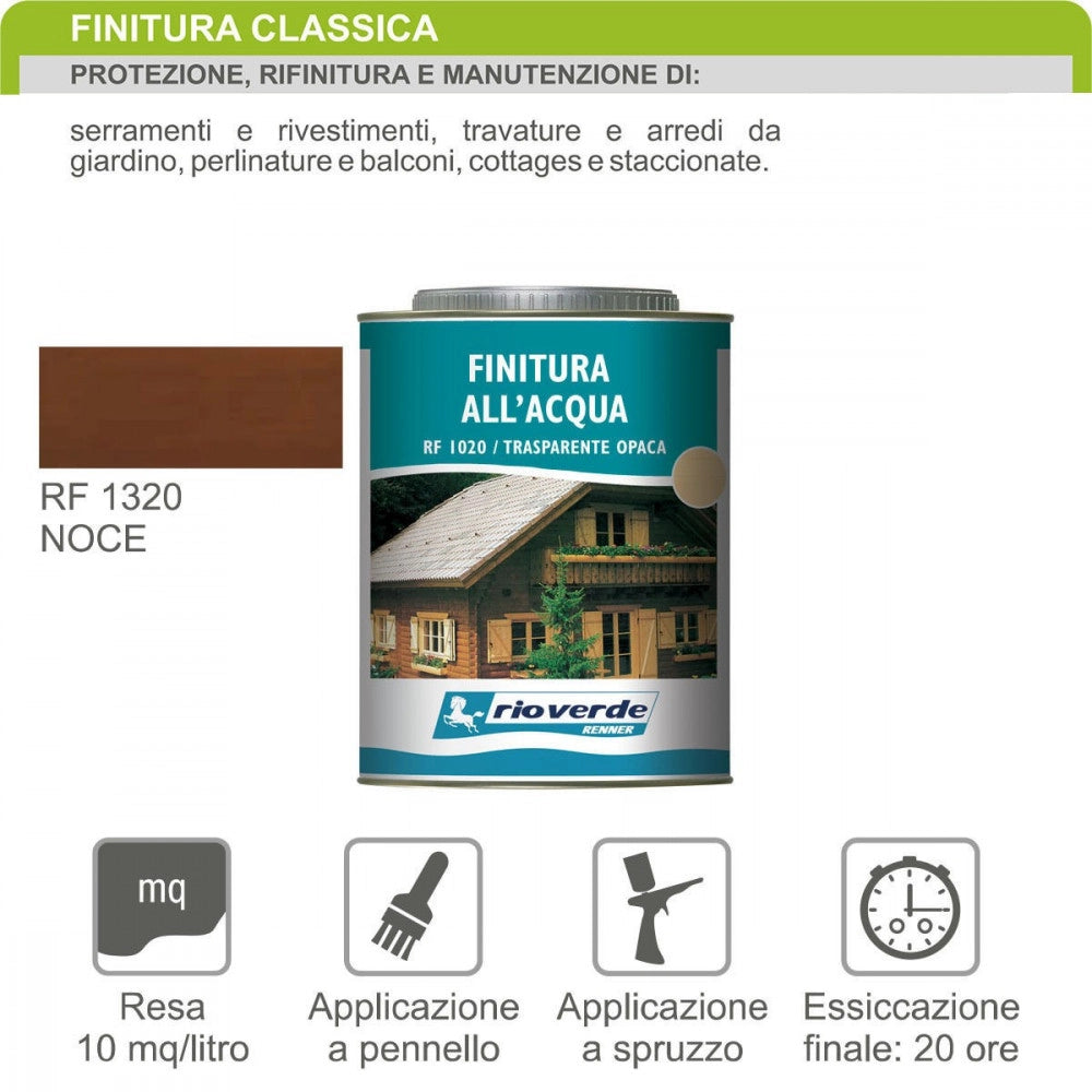 Renner rf 1220 750ml finitura castagno - noce chiaro semilucida base acqua