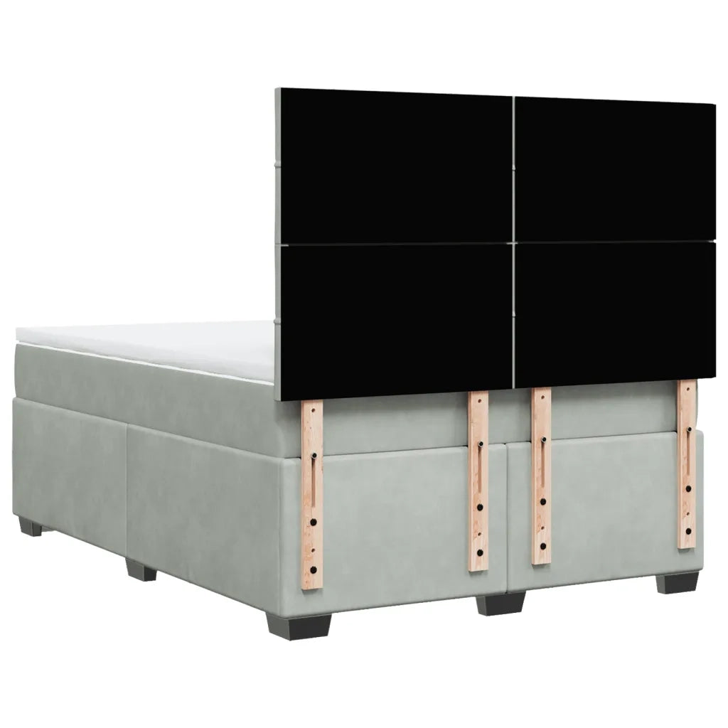 Giroletto a Molle con Materasso Grigio Chiaro 140x200cm Velluto