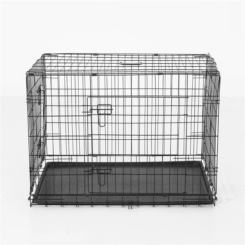 GABBIA TRASPORTINO IN ACCIAIO PER ANIMALI PIEGHEVOLE 122X77X82 CM NERO