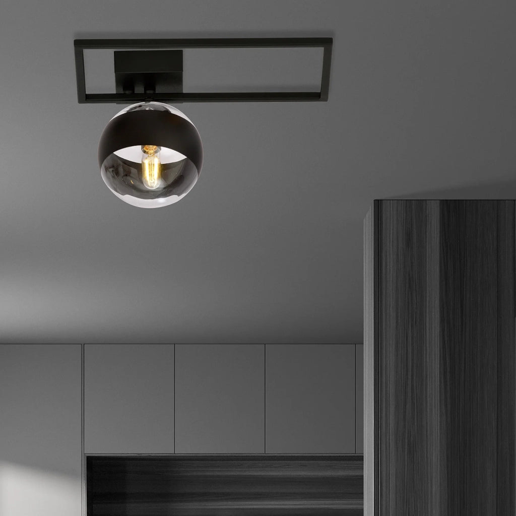 Plafoniera Moderna Perseo Acciaio Nero Mod4 1 Luce E14