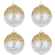 Palline di Natale in Vetro Iridescente e Brillantini Oro Alisia Diametro: 100 mm