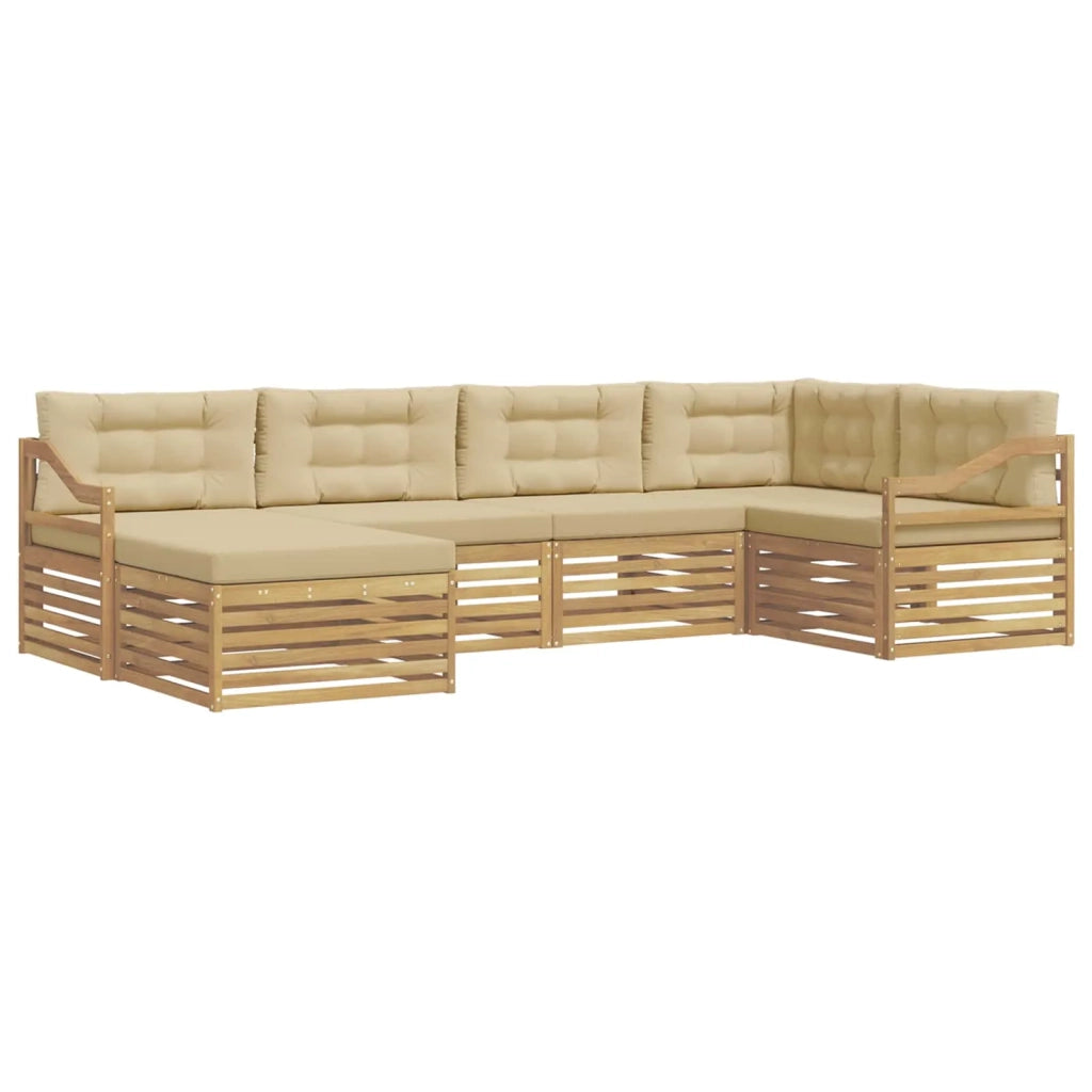 Set di divani da esterno 6 pcs Bianco e Beige Poliestere 3390783
