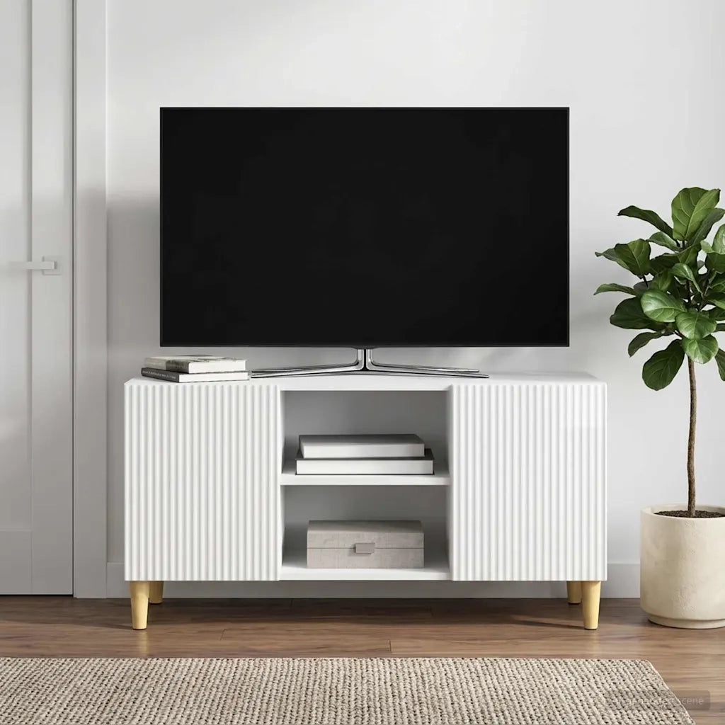 Mobile TV Bianco Lucido 102 x 34,5 x 50 cm Legno ingegnerizzato 894699