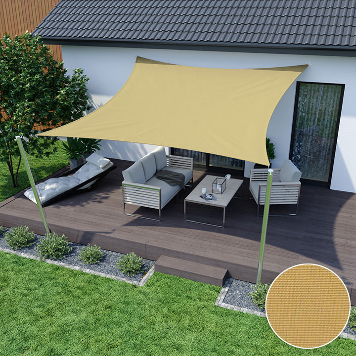 AIO FACTORY 5x5 m Vela Ombreggiante Impermeabile Beige - Vela Parasole da Giardino