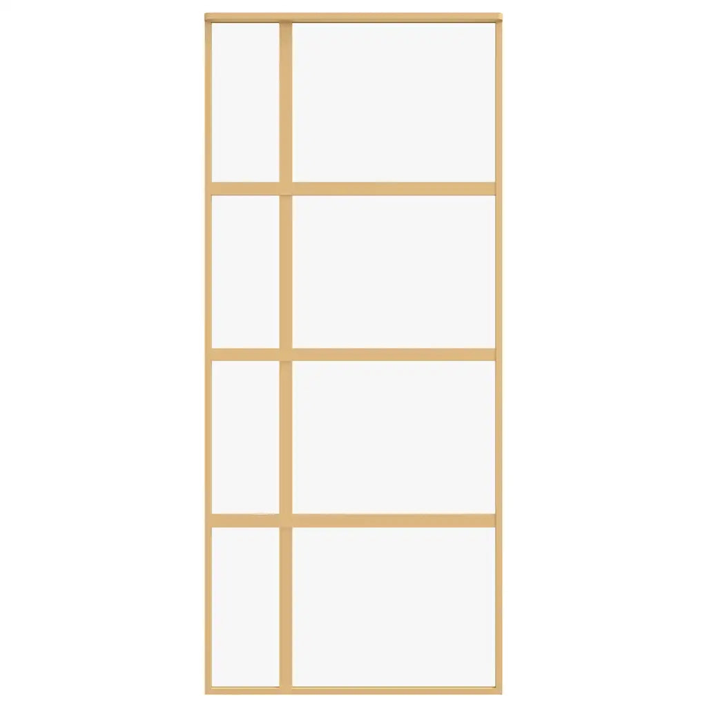Porta Scorrevole Dorata 90x205 Vetro Trasparente ESG Alluminio 155191